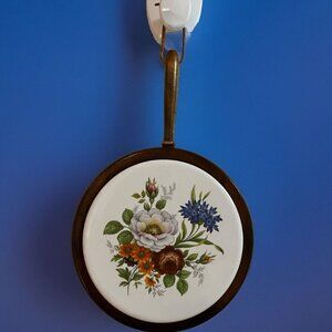 Vintage Cornwall Industries Wood Tile Wall Plaque Trivet Colorful Flowers 1970s